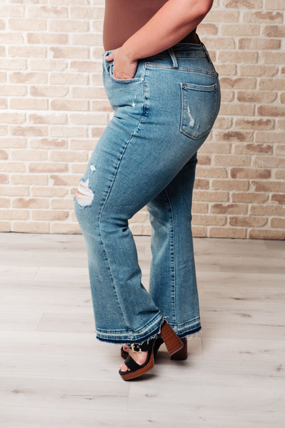 Isla Mid Rise Distressed Released Hem Bootcut Judy Blue Jeans