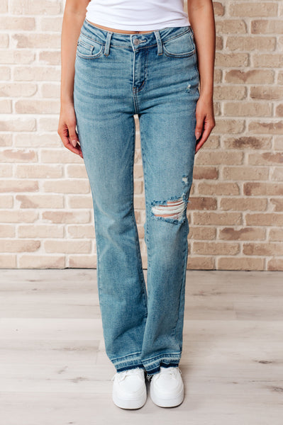 Isla Mid Rise Distressed Released Hem Bootcut Judy Blue Jeans