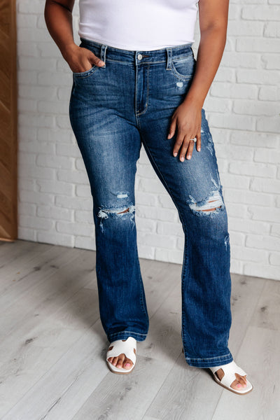 Mila Mid Rise Distressed Judy Blue Bootcut Jeans