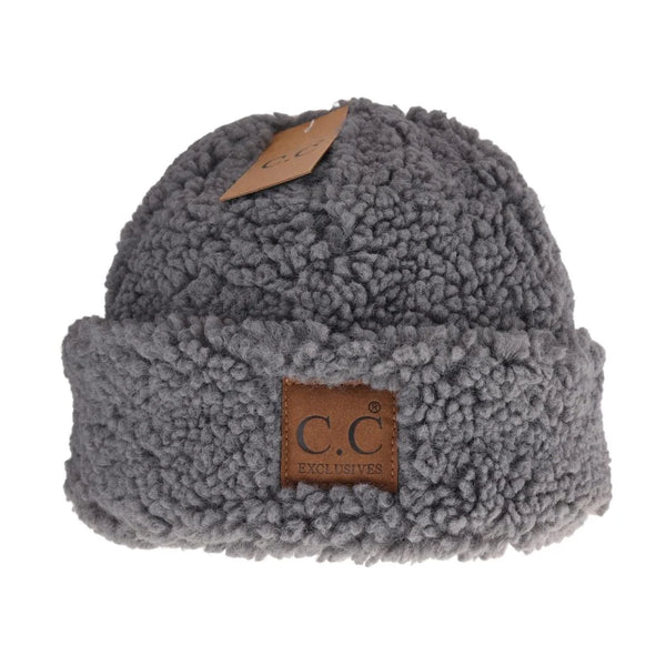 Fuzzy Lined Sherpa Cuffed CC Beanie Hat