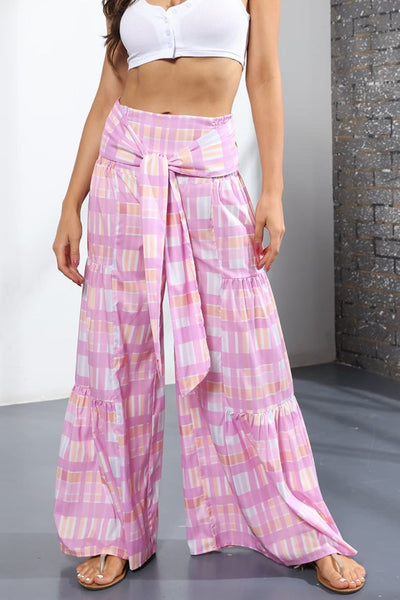 Printed High-Rise Tied Culotte Pants- Multiple Colors