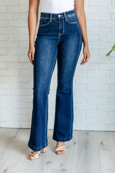 Mavis High Rise Side Seam Detail Judy Blue Flare Jeans