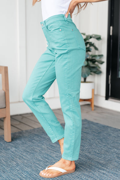 Bridgette High Rise Garment Dyed Judy Blue Slim Jeans in Aquamarine