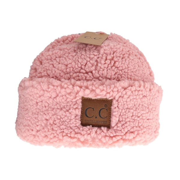Fuzzy Lined Sherpa Cuffed CC Beanie Hat