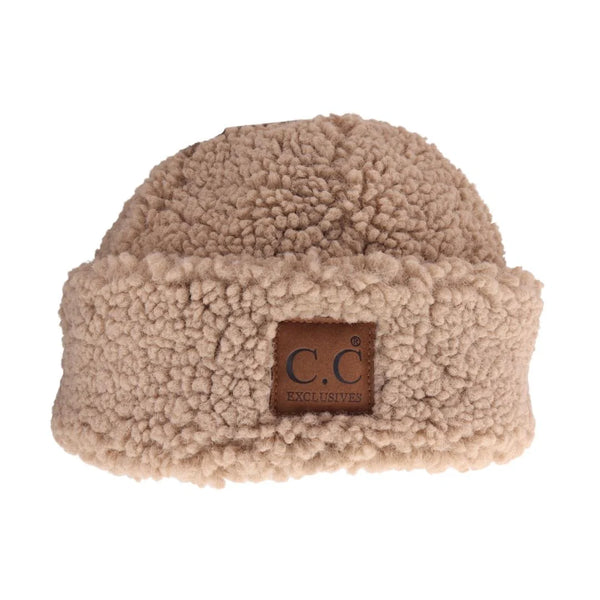 Fuzzy Lined Sherpa Cuffed CC Beanie Hat