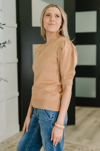Casually Classy Puff Sleeve Blouse in Brush