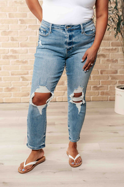 Frankie High Waist Distressed Boyfriend Judy Blue Jeans