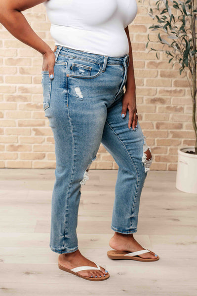 Frankie High Waist Distressed Boyfriend Judy Blue Jeans