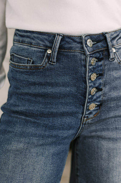 Karla High Waist Column Straight Button-Fly Judy Blue Jeans