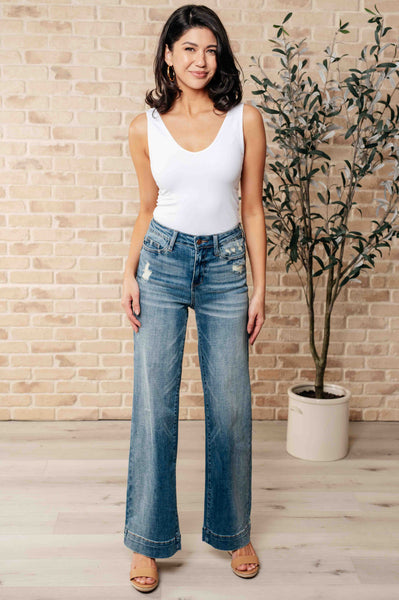 Katrina High Waist Distressed Denim Judy Blue Trouser Jeans