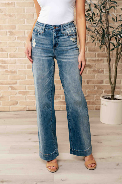 Katrina High Waist Distressed Denim Judy Blue Trouser Jeans