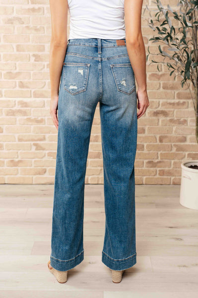 Katrina High Waist Distressed Denim Judy Blue Trouser Jeans