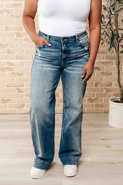 Katrina High Waist Distressed Denim Judy Blue Trouser Jeans