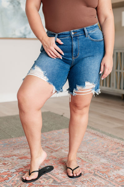 Kelsey Mid Rise Distressed Judy Blue Cutoff Shorts