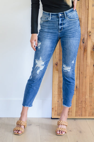 Kyla Destroyed Hi Waist Relaxed Fit Judy Blue Jeans