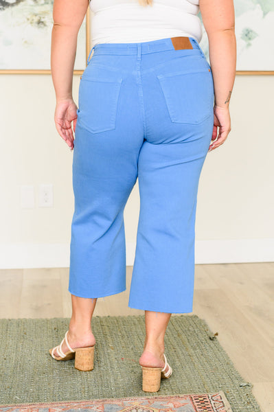 Lisa High Rise Control Top Wide Leg Judy Blue Crop Jeans in Sky Blue