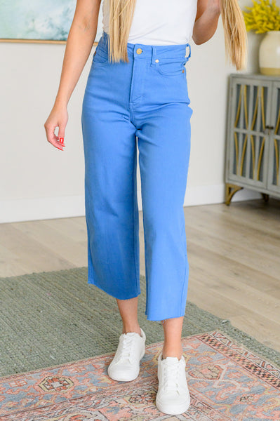 Lisa High Rise Control Top Wide Leg Judy Blue Crop Jeans in Sky Blue