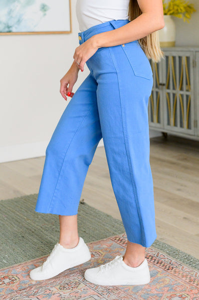 Lisa High Rise Control Top Wide Leg Judy Blue Crop Jeans in Sky Blue