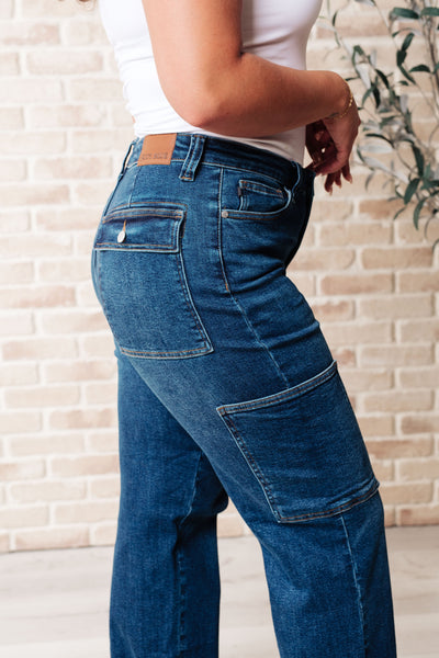 Leila High Rise Cargo Judy Blue Straight Jeans