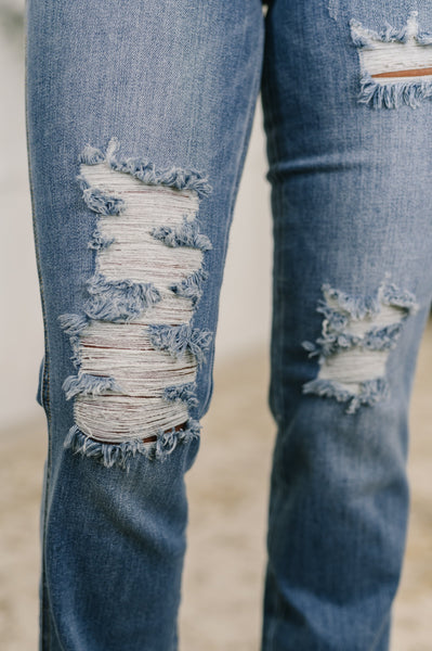 Maureen High Rise Distressed Bootcut Judy Blue Jeans