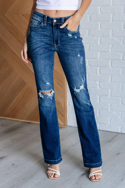 Mila Mid Rise Distressed Judy Blue Bootcut Jeans