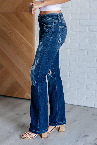 Mila Mid Rise Distressed Judy Blue Bootcut Jeans