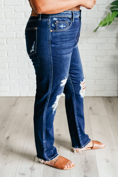 Montana High Rise Rigid Magic Distressed Straight Judy Blue Jeans