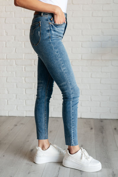 Nicole Tummy Control Skinny Judy Blue Jeans in Vintage Wash