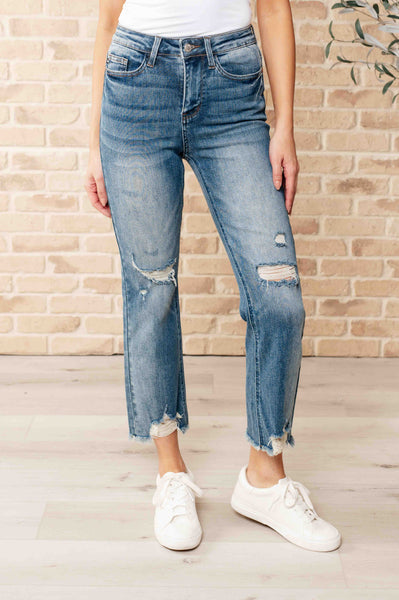 Sammy High Waist Distressed Crop Judy Blue Straight Leg Jeans