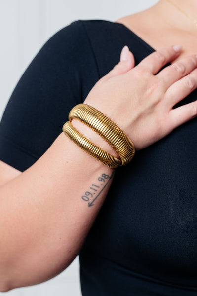 Sassy but Classy Ribbed Bangles in Gold Set of 3