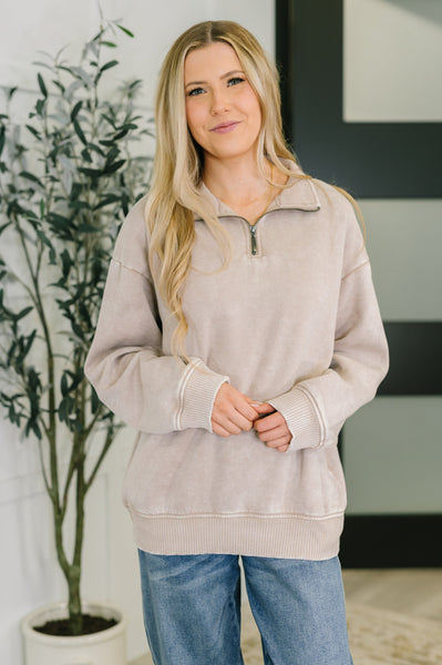 You Should Know Half Zip Pullover in Ash Mocha