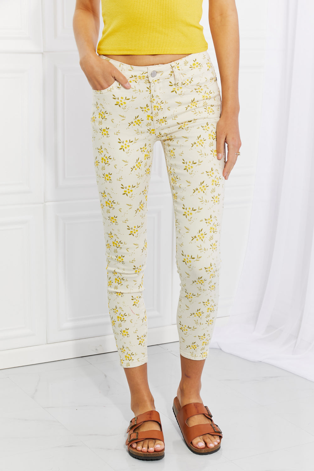 Judy Blue Golden Meadow Floral Skinny Jeans