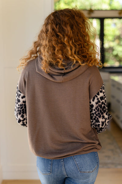 Here And There Leopard Print Hoodie