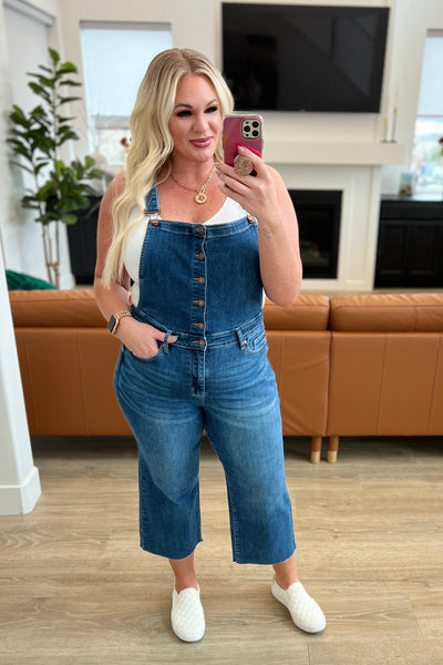 Priscilla High Rise Crop Wide Leg Judy Blue Denim Overalls