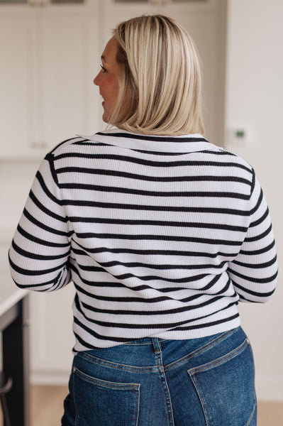 Self Improvement V-Neck Striped Sweater