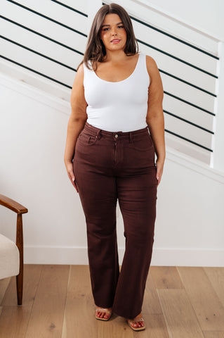 Sienna High Rise Judy Blue Control Top Flare Jeans in Espresso