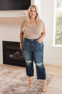 Whitney Judy Blue High Rise Distressed Wide Leg Crop Jeans