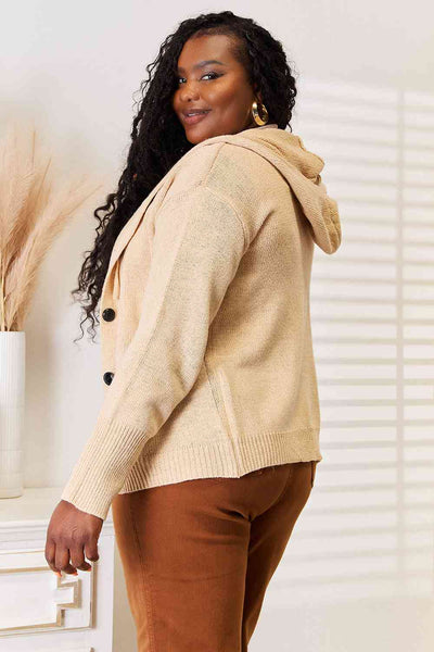 Sierra Button-Down Long Sleeve Hooded Sweater