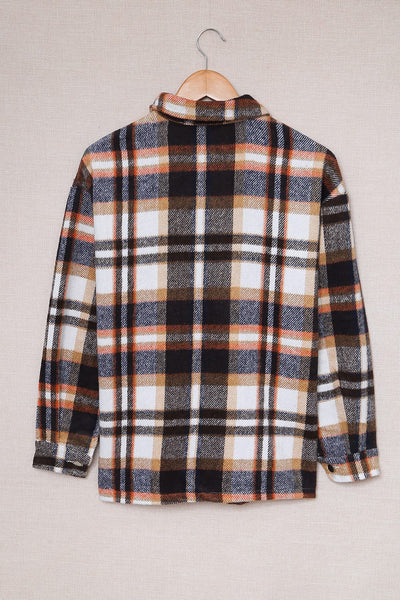 Plaid Button Front Shirt Jacket with Pockets