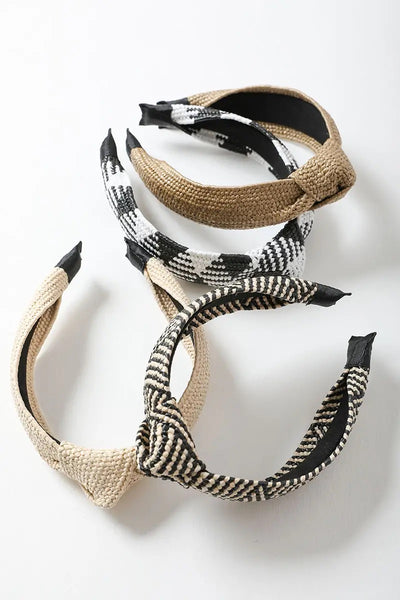 Black / White Bohemian Knotted Headband